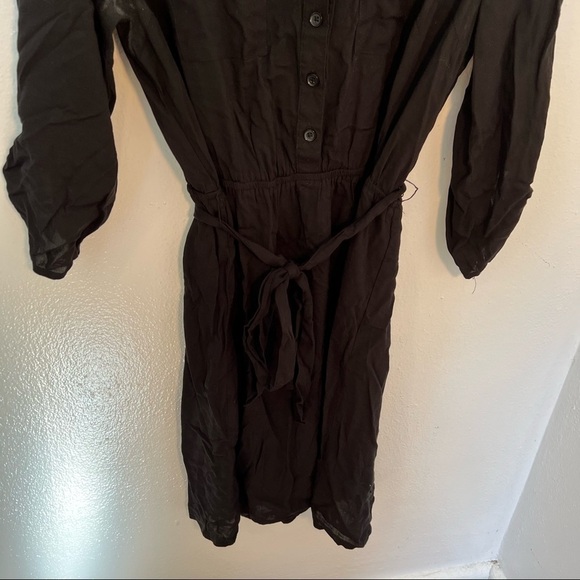 Faded Glory Half Button Shirt Dress Black - Picture 4 of 11